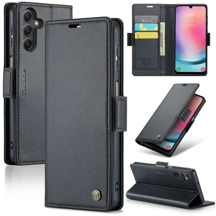 Samsung Galaxy A24 4g Leather Wallet Case - RFID Blocking, Stand Function, Card Slots-buycases.co.uk
