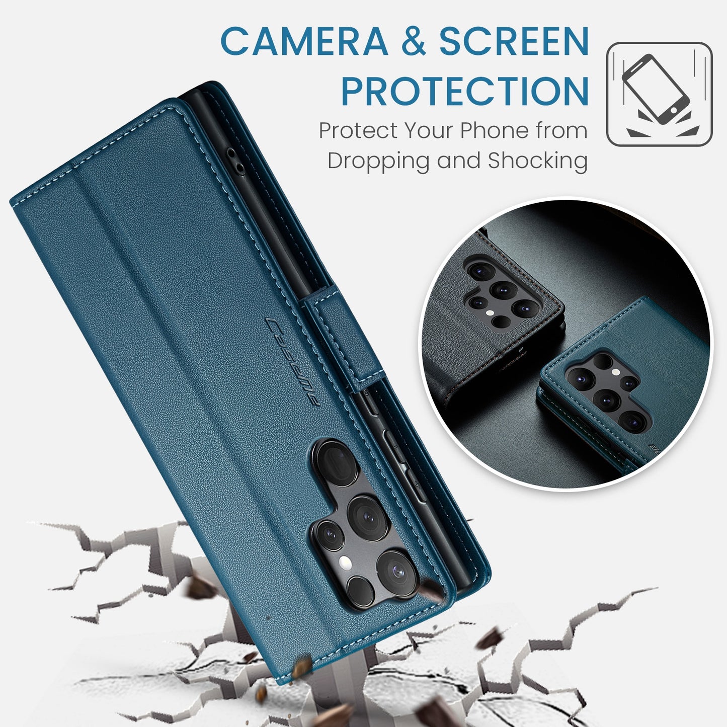 Samsung Galaxy S24 Ultra Leather Wallet Case - RFID Blocking, Stand Function, Card Slots-buycases.co.uk