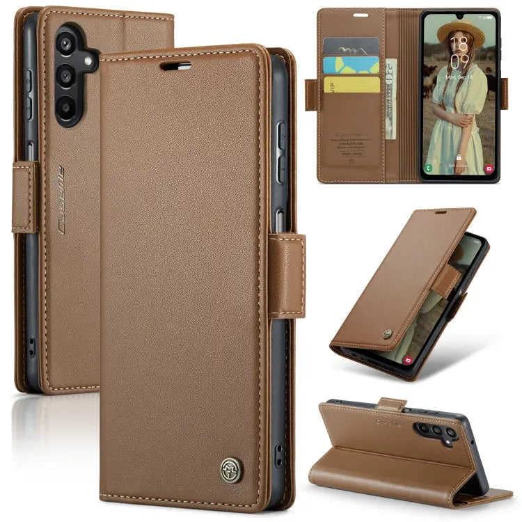 Samsung Galaxy A15 5g Leather Wallet Case - RFID Blocking, Stand Function, Card Slots-buycases.co.uk