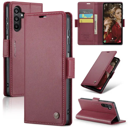 Samsung Galaxy A15 5g Leather Wallet Case - RFID Blocking, Stand Function, Card Slots-buycases.co.uk