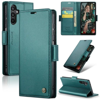 Samsung Galaxy A15 5g Leather Wallet Case - RFID Blocking, Stand Function, Card Slots-buycases.co.uk
