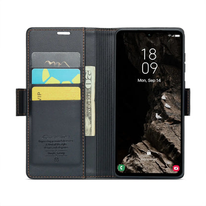 Samsung Galaxy A05s Leather Wallet Case - RFID Blocking, Stand Function, Card Slots-buycases.co.uk