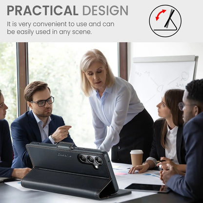 Samsung Galaxy A05s Leather Wallet Case - RFID Blocking, Stand Function, Card Slots-buycases.co.uk