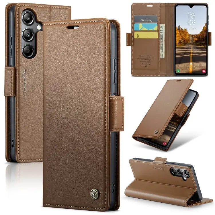Samsung Galaxy A05s Leather Wallet Case - RFID Blocking, Stand Function, Card Slots-buycases.co.uk
