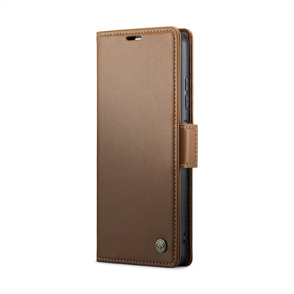 Samsung Galaxy A05s Leather Wallet Case - RFID Blocking, Stand Function, Card Slots-buycases.co.uk