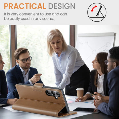 Samsung Galaxy A05s Leather Wallet Case - RFID Blocking, Stand Function, Card Slots-buycases.co.uk