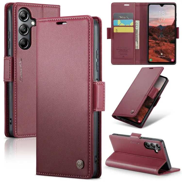 Samsung Galaxy A05s Leather Wallet Case - RFID Blocking, Stand Function, Card Slots-buycases.co.uk