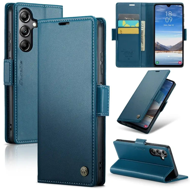 Samsung Galaxy A05s Leather Wallet Case - RFID Blocking, Stand Function, Card Slots-buycases.co.uk