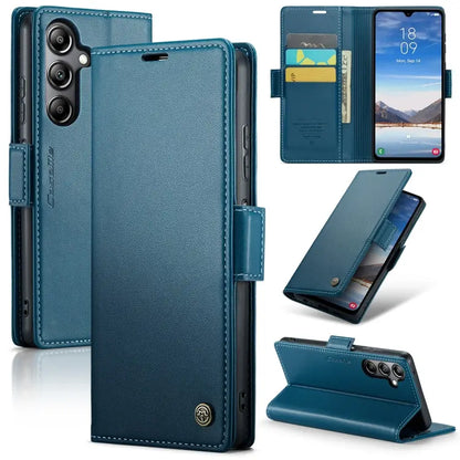 Samsung Galaxy A05s Leather Wallet Case - RFID Blocking, Stand Function, Card Slots-buycases.co.uk
