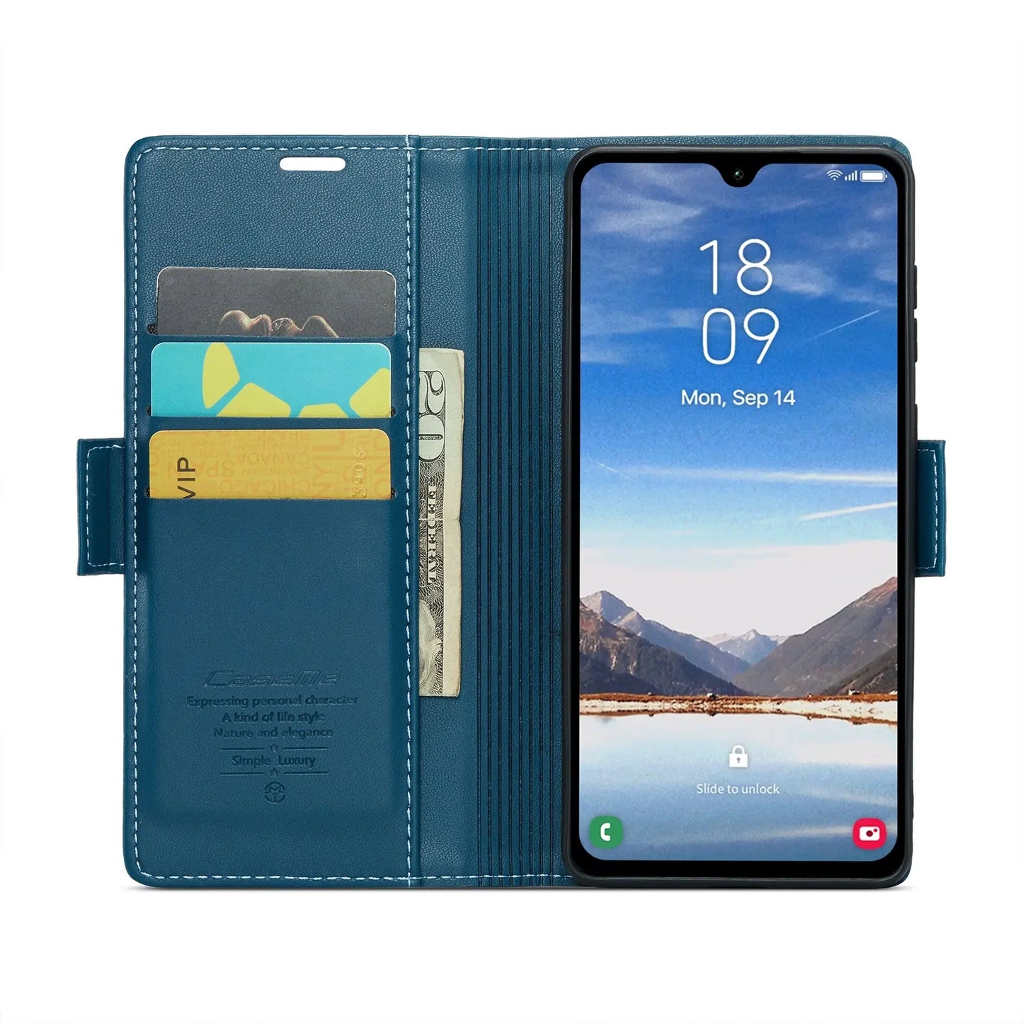 Samsung Galaxy A05s Leather Wallet Case - RFID Blocking, Stand Function, Card Slots-buycases.co.uk