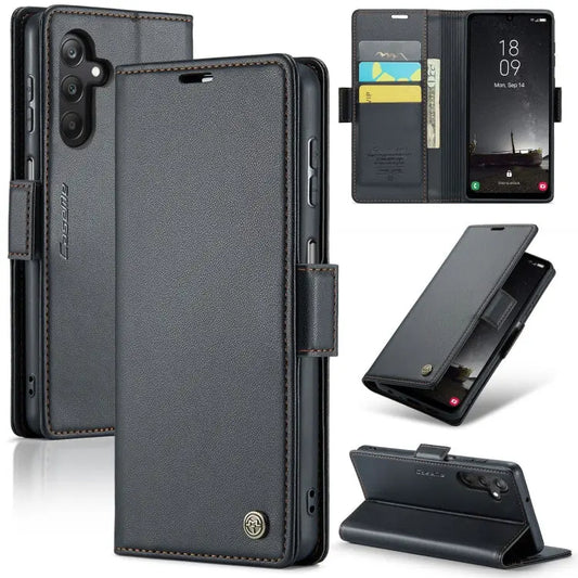 Samsung Galaxy A25 5g Leather Wallet Case - RFID Blocking, Stand Function, Card Slots-buycases.co.uk