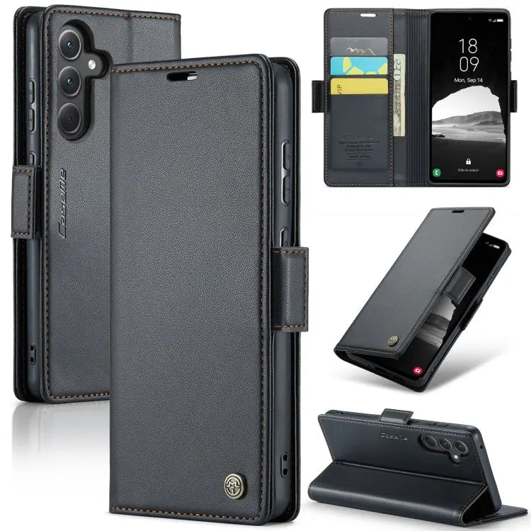 Samsung Galaxy A35 5g Leather Wallet Case - RFID Blocking, Stand Function, Card Slots-buycases.co.uk