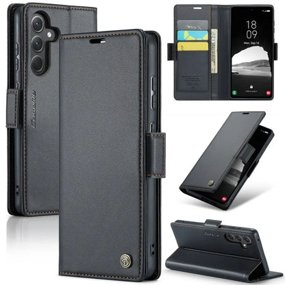 Samsung Galaxy A35 5g Leather Wallet Case - RFID Blocking, Stand Function, Card Slots-buycases.co.uk