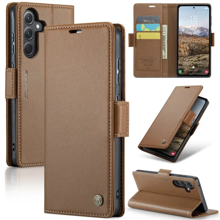 Samsung Galaxy A35 5g Leather Wallet Case - RFID Blocking, Stand Function, Card Slots-buycases.co.uk