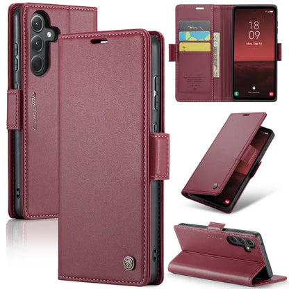 Samsung Galaxy A35 5g Leather Wallet Case - RFID Blocking, Stand Function, Card Slots-buycases.co.uk