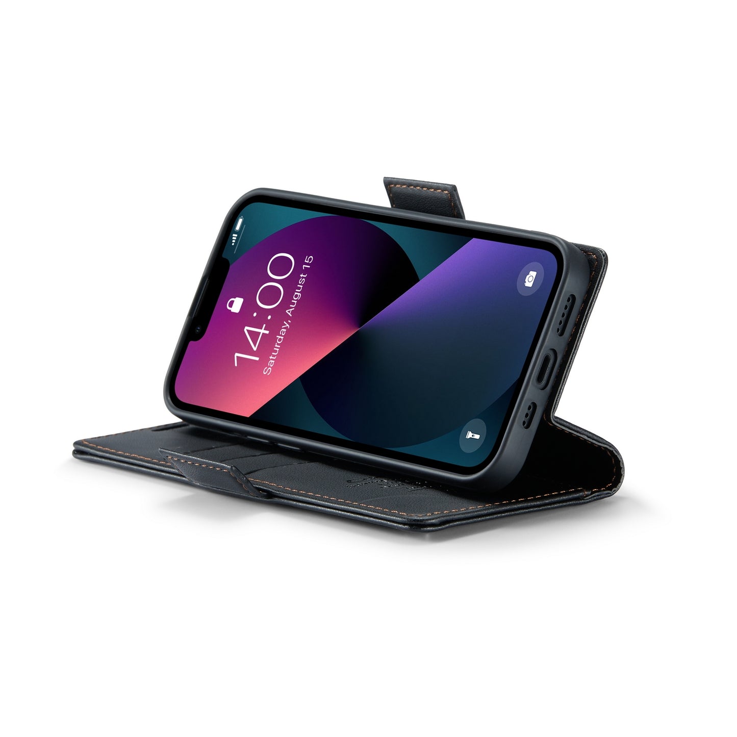 iPhone 14 Leather Wallet Case - RFID Blocking, Stand Function, Card Slots