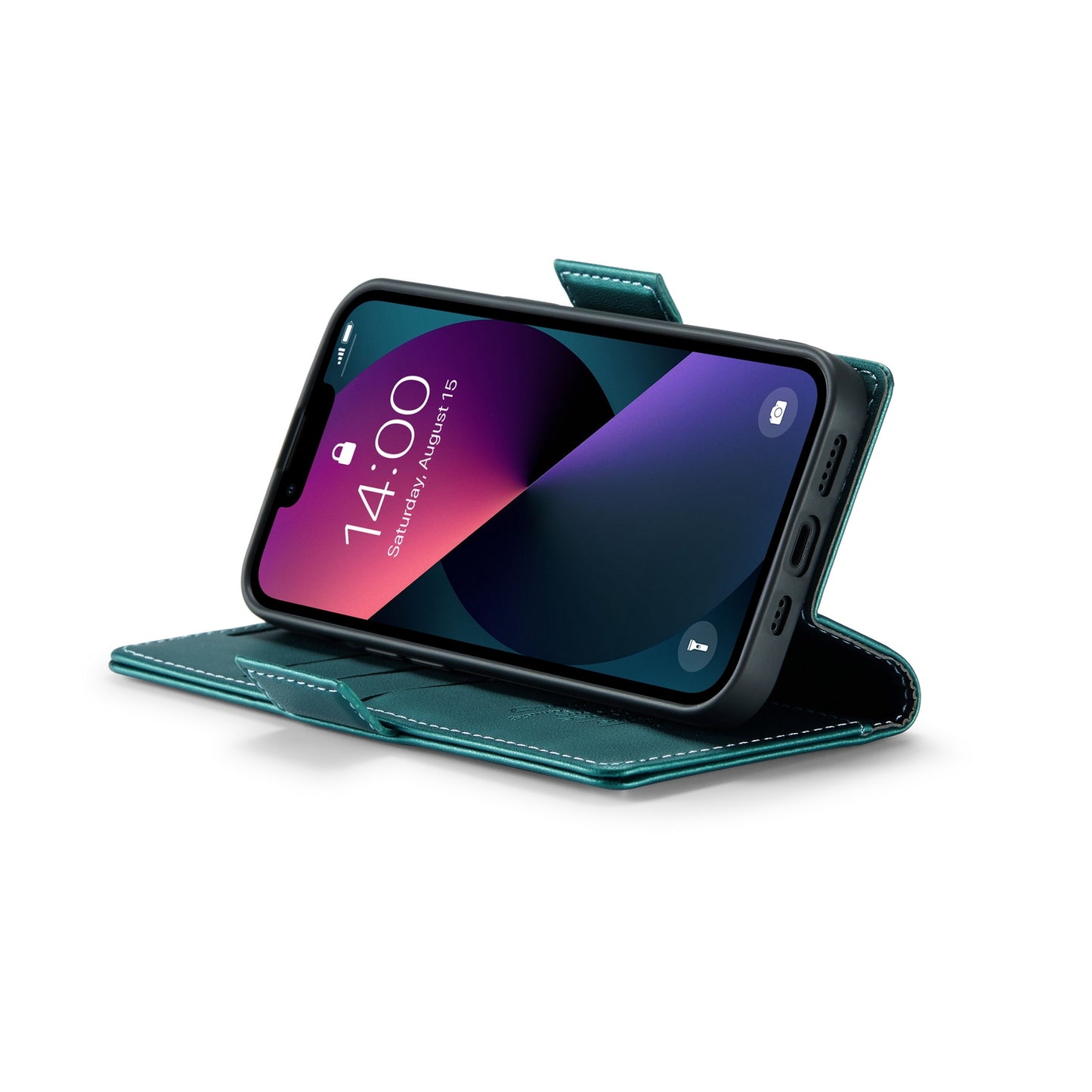 iPhone 14 Plus Leather Wallet Case - RFID Blocking, Stand Function, Card Slots