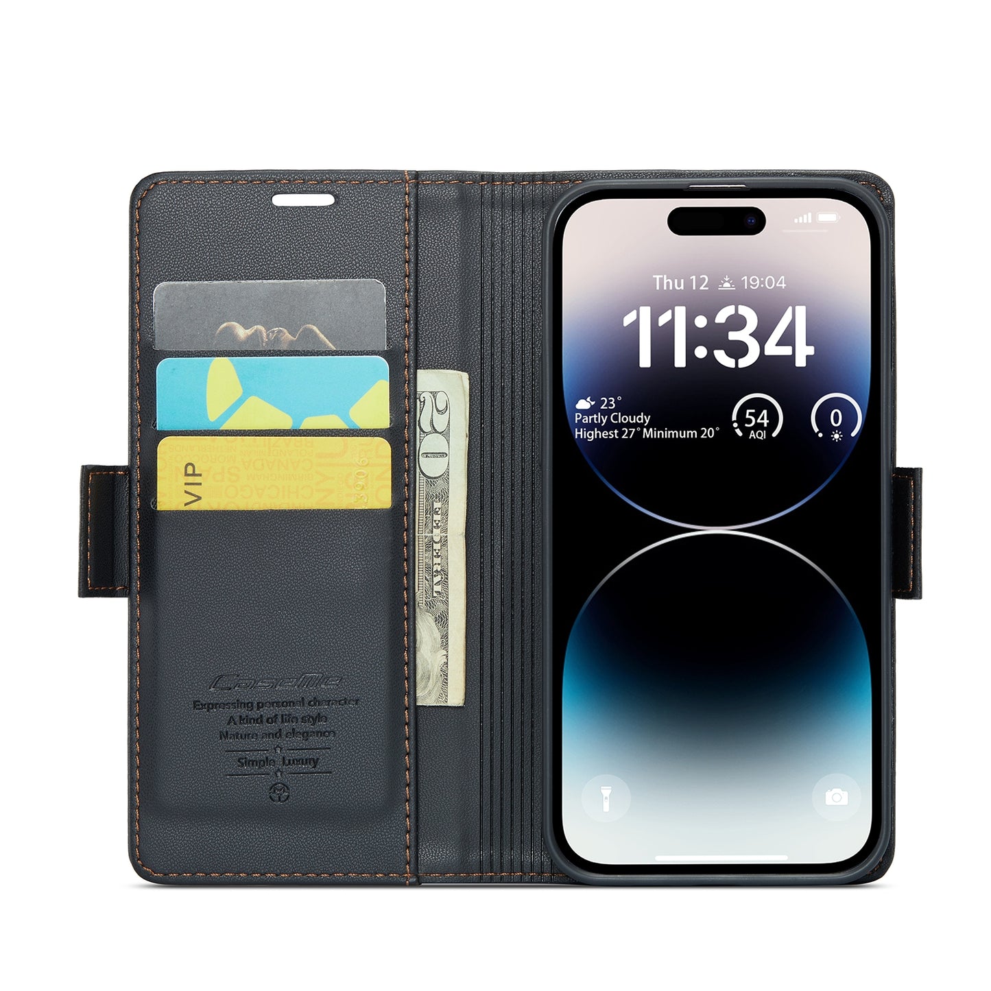 iPhone 14 Pro Leather Wallet Case - RFID Blocking, Stand Function, Card Slots