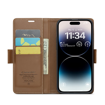iPhone 14 Pro Leather Wallet Case - RFID Blocking, Stand Function, Card Slots