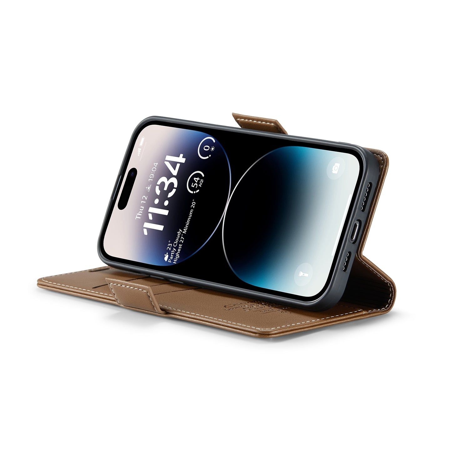 iPhone 14 Pro Leather Wallet Case - RFID Blocking, Stand Function, Card Slots