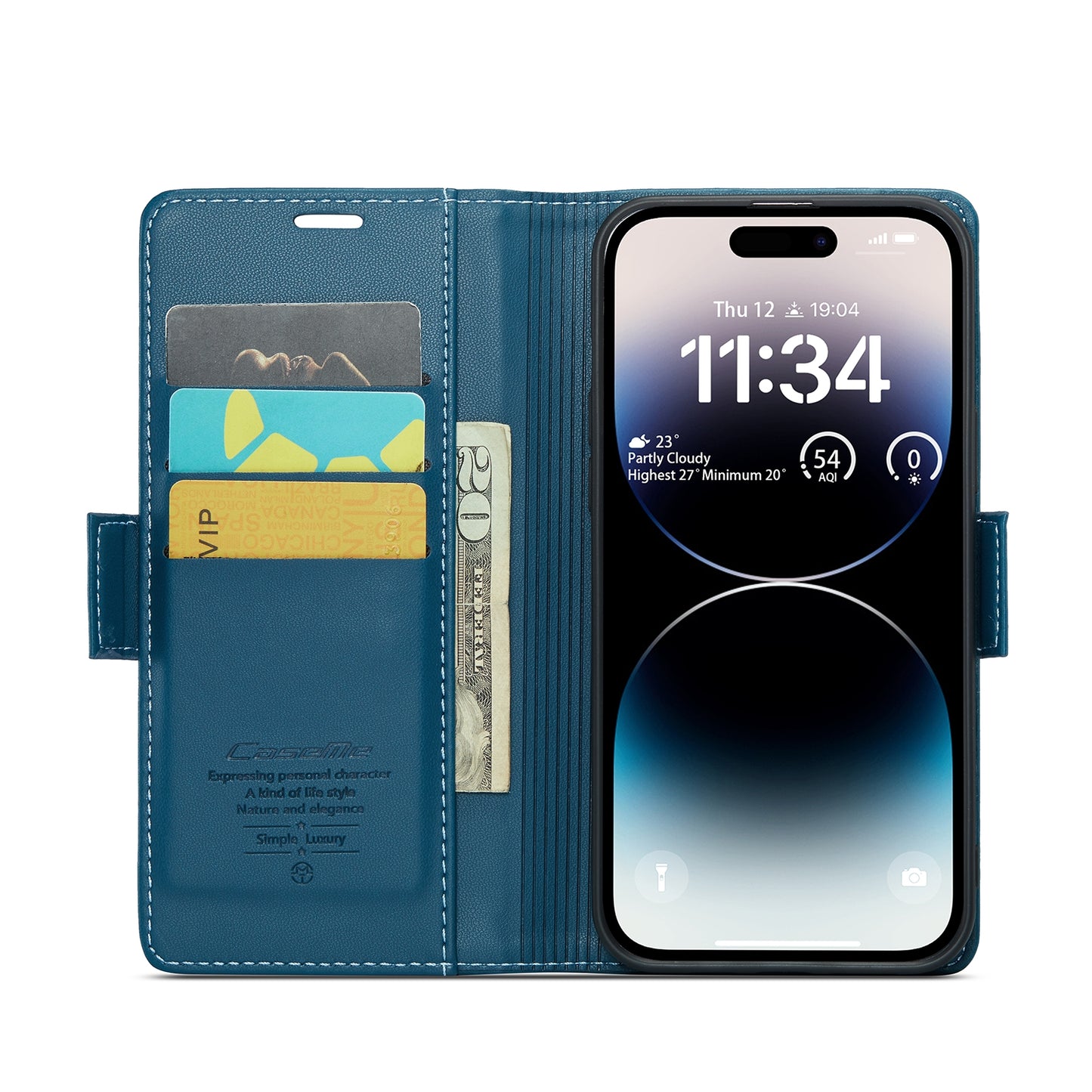 iPhone 14 Pro Leather Wallet Case - RFID Blocking, Stand Function, Card Slots