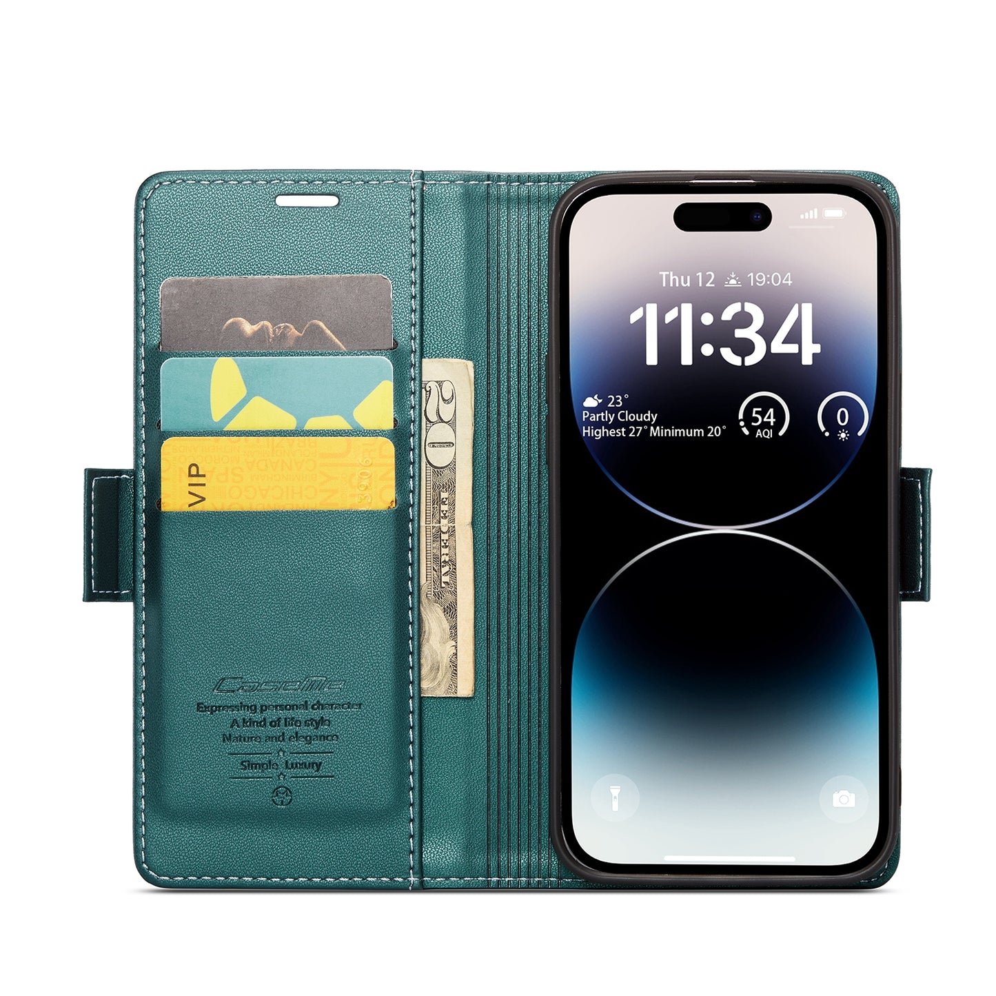 iPhone 14 Pro Leather Wallet Case - RFID Blocking, Stand Function, Card Slots