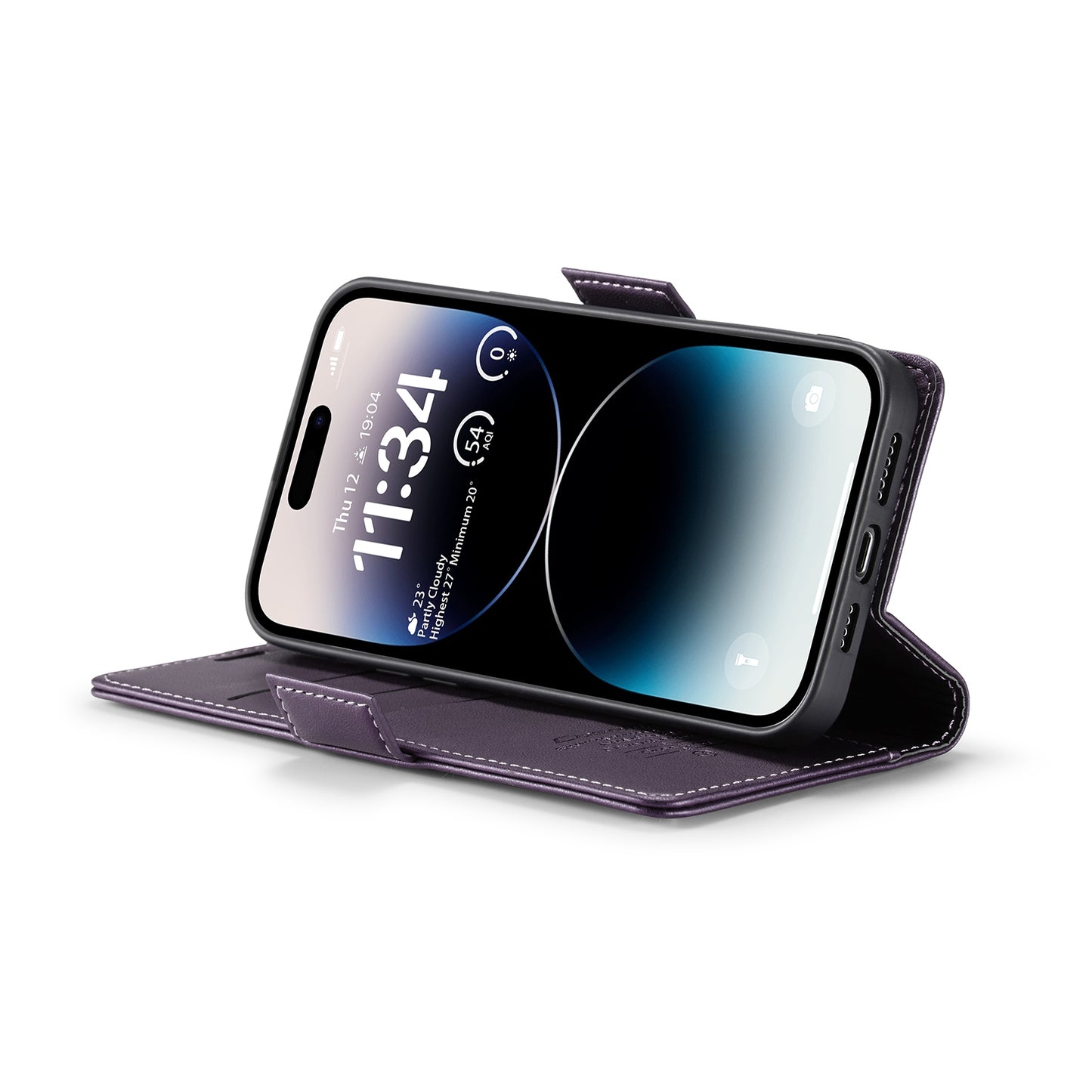 iPhone 14 Pro Leather Wallet Case - RFID Blocking, Stand Function, Card Slots