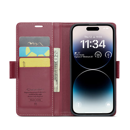 iPhone 14 Pro Max Leather Wallet Case - RFID Blocking, Stand Function, Card Slots