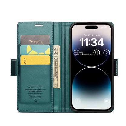 iPhone 14 Pro Max Leather Wallet Case - RFID Blocking, Stand Function, Card Slots