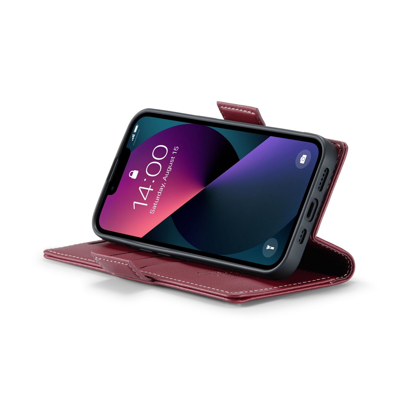 iPhone 13 Leather Wallet Case - RFID Blocking, Stand Function, Card Slots