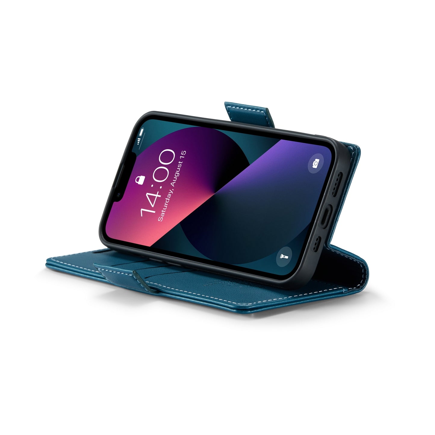 iPhone 13 Leather Wallet Case - RFID Blocking, Stand Function, Card Slots