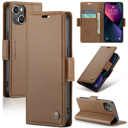 iPhone 13 mini Leather Wallet Case - RFID Blocking, Stand Function, Card Slots