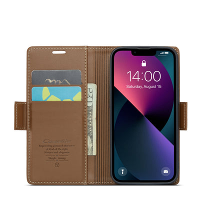 iPhone 13 mini Leather Wallet Case - RFID Blocking, Stand Function, Card Slots