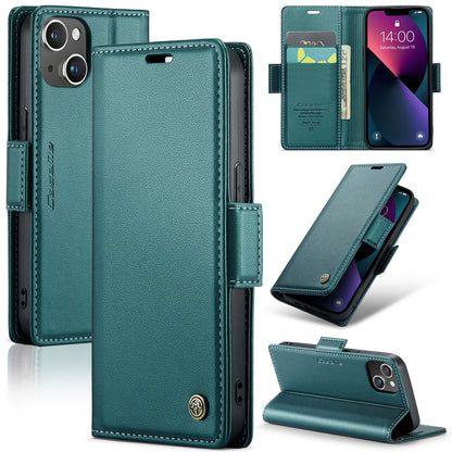 iPhone 13 mini Leather Wallet Case - RFID Blocking, Stand Function, Card Slots