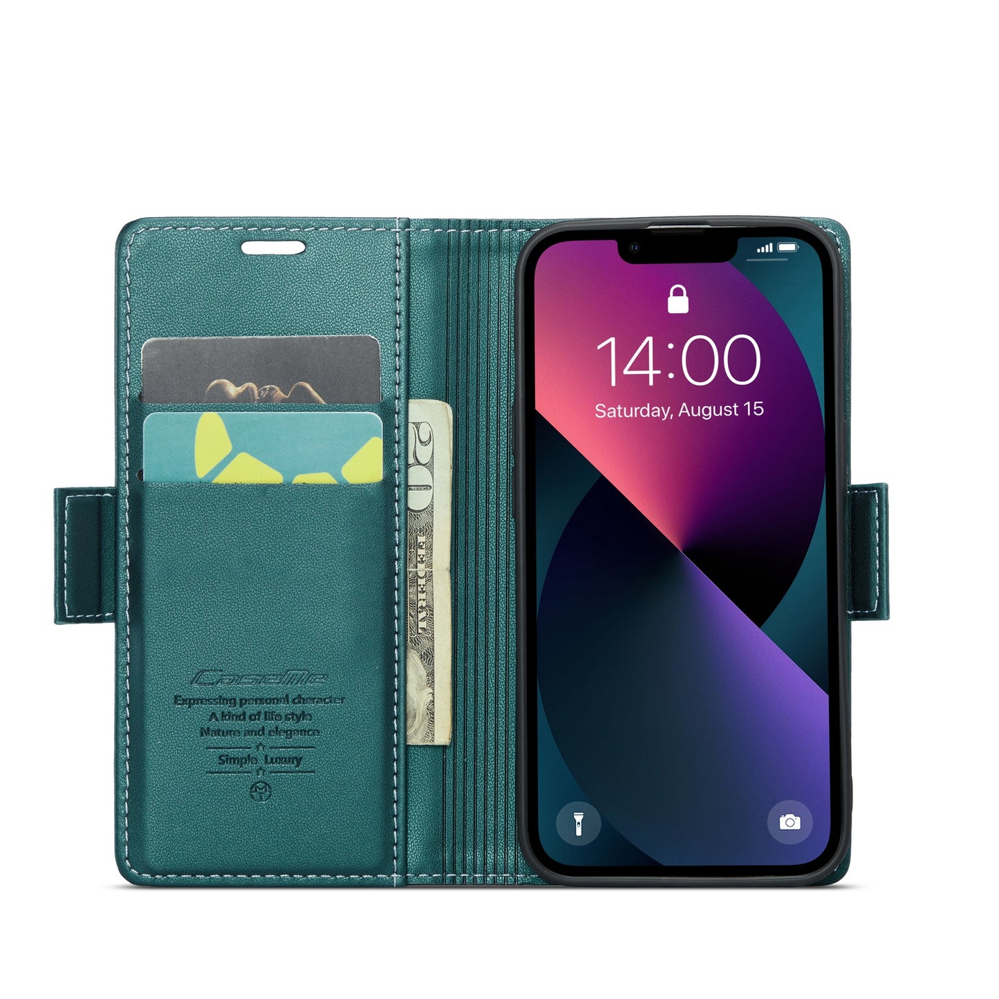 iPhone 13 mini Leather Wallet Case - RFID Blocking, Stand Function, Card Slots