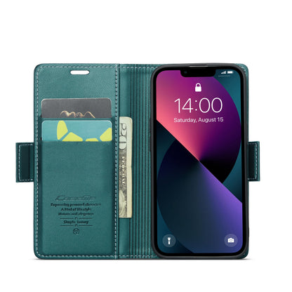 iPhone 13 mini Leather Wallet Case - RFID Blocking, Stand Function, Card Slots