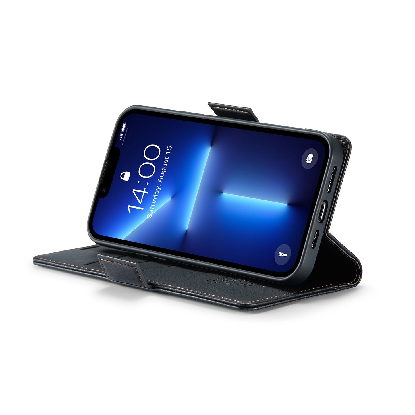 iPhone 13 Pro Max Leather Wallet Case - RFID Blocking, Stand Function, Card Slots