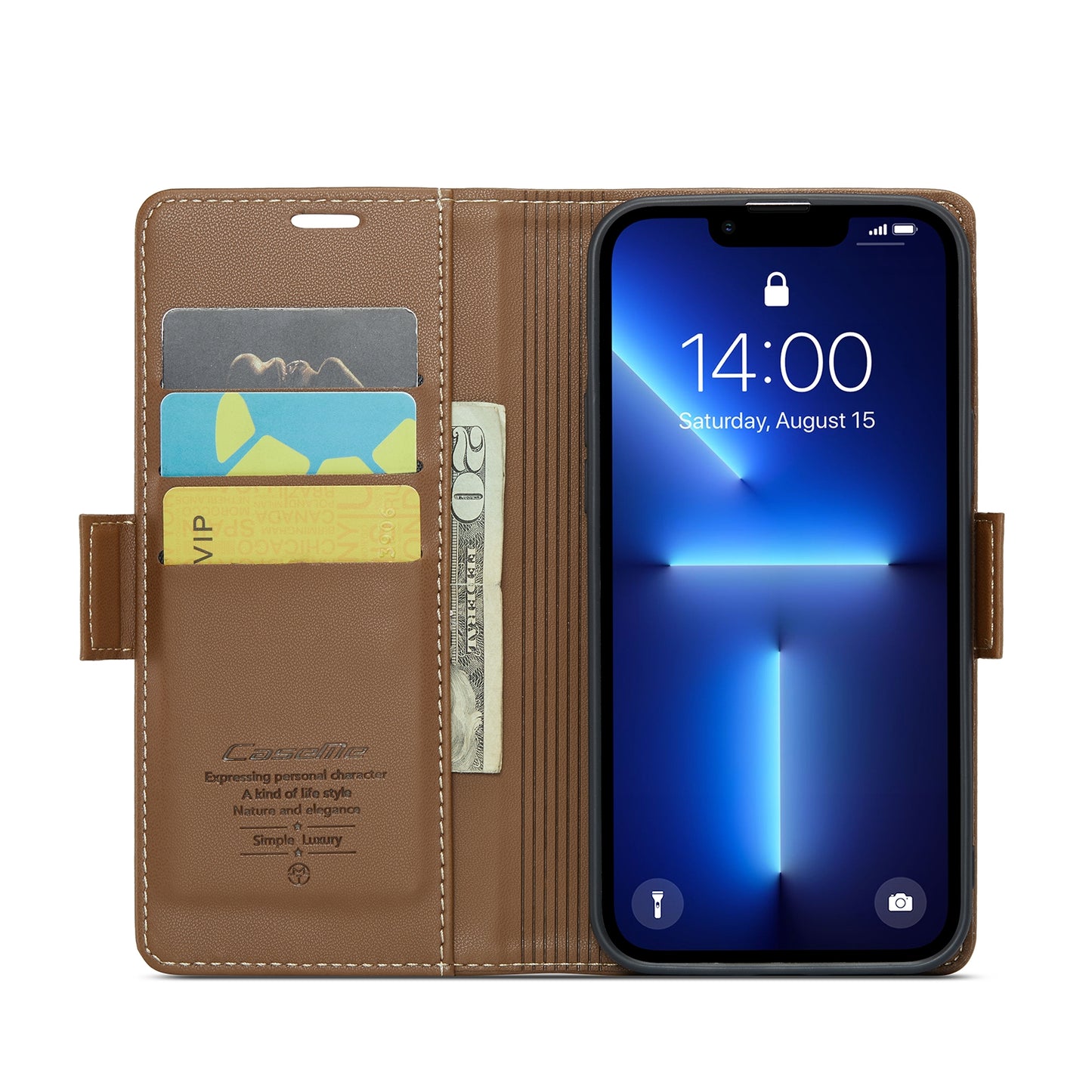 iPhone 13 Pro Max Leather Wallet Case - RFID Blocking, Stand Function, Card Slots