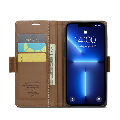 iPhone 13 Pro Max Leather Wallet Case - RFID Blocking, Stand Function, Card Slots
