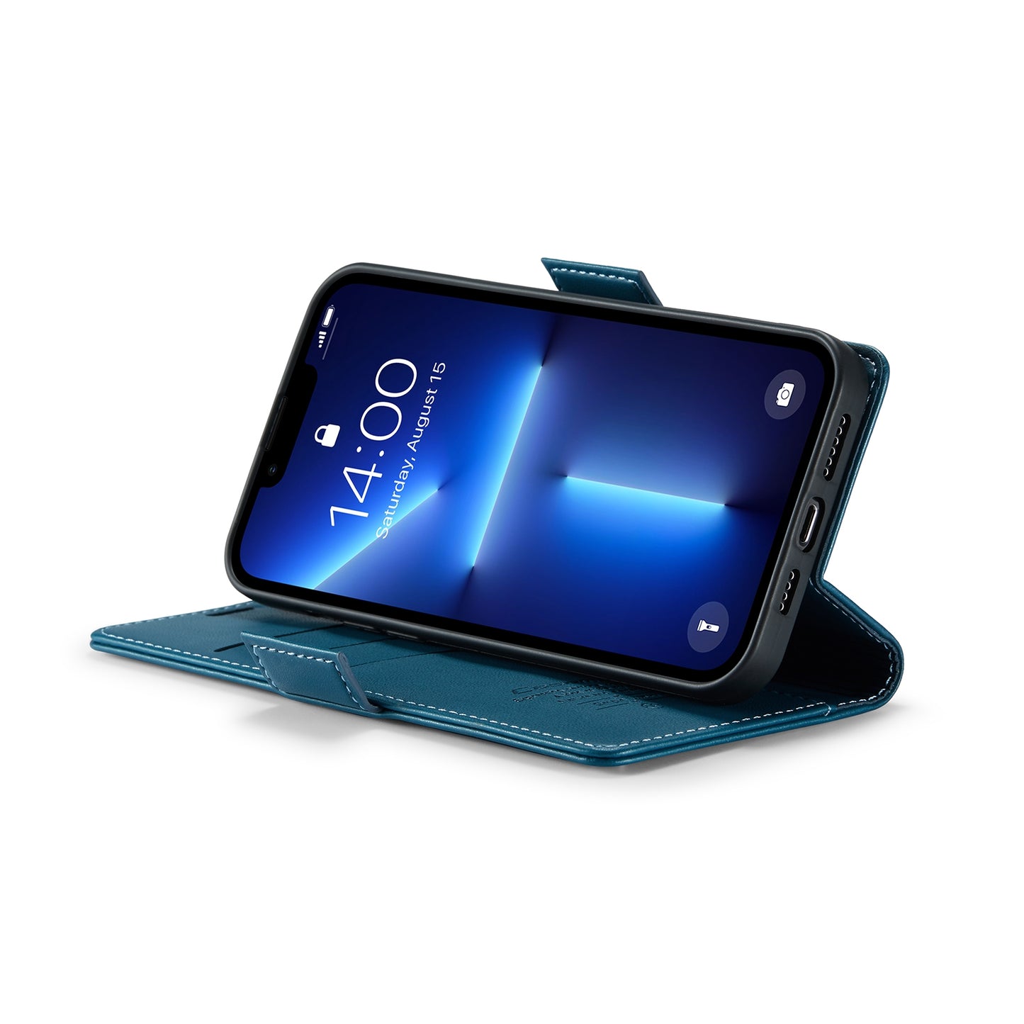 iPhone 13 Pro Max Leather Wallet Case - RFID Blocking, Stand Function, Card Slots