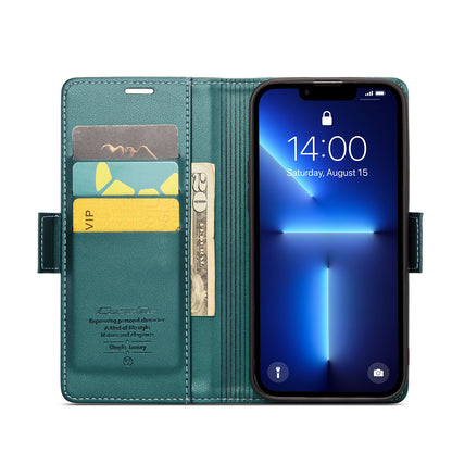 iPhone 13 Pro Max Leather Wallet Case - RFID Blocking, Stand Function, Card Slots