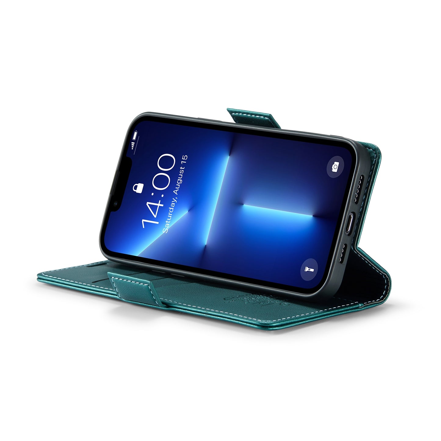 iPhone 13 Pro Max Leather Wallet Case - RFID Blocking, Stand Function, Card Slots