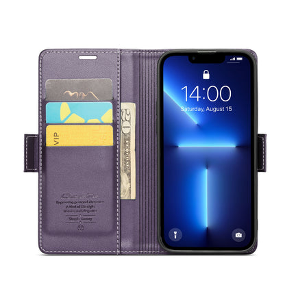iPhone 13 Pro Max Leather Wallet Case - RFID Blocking, Stand Function, Card Slots