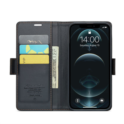 iPhone 12 Pro Max Leather Wallet Case - RFID Blocking, Stand Function, Card Slots