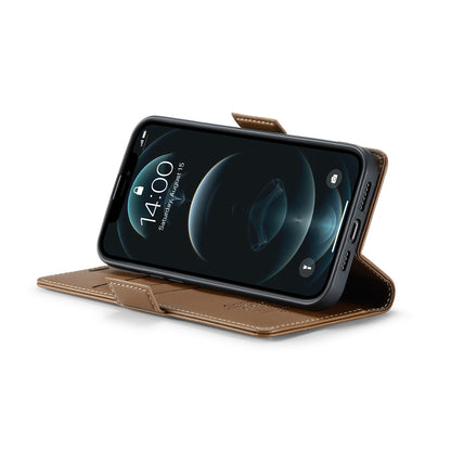 iPhone 12 Pro Max Leather Wallet Case - RFID Blocking, Stand Function, Card Slots