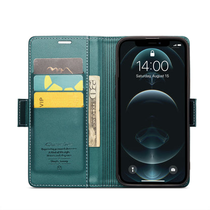 iPhone 12 Pro Max Leather Wallet Case - RFID Blocking, Stand Function, Card Slots