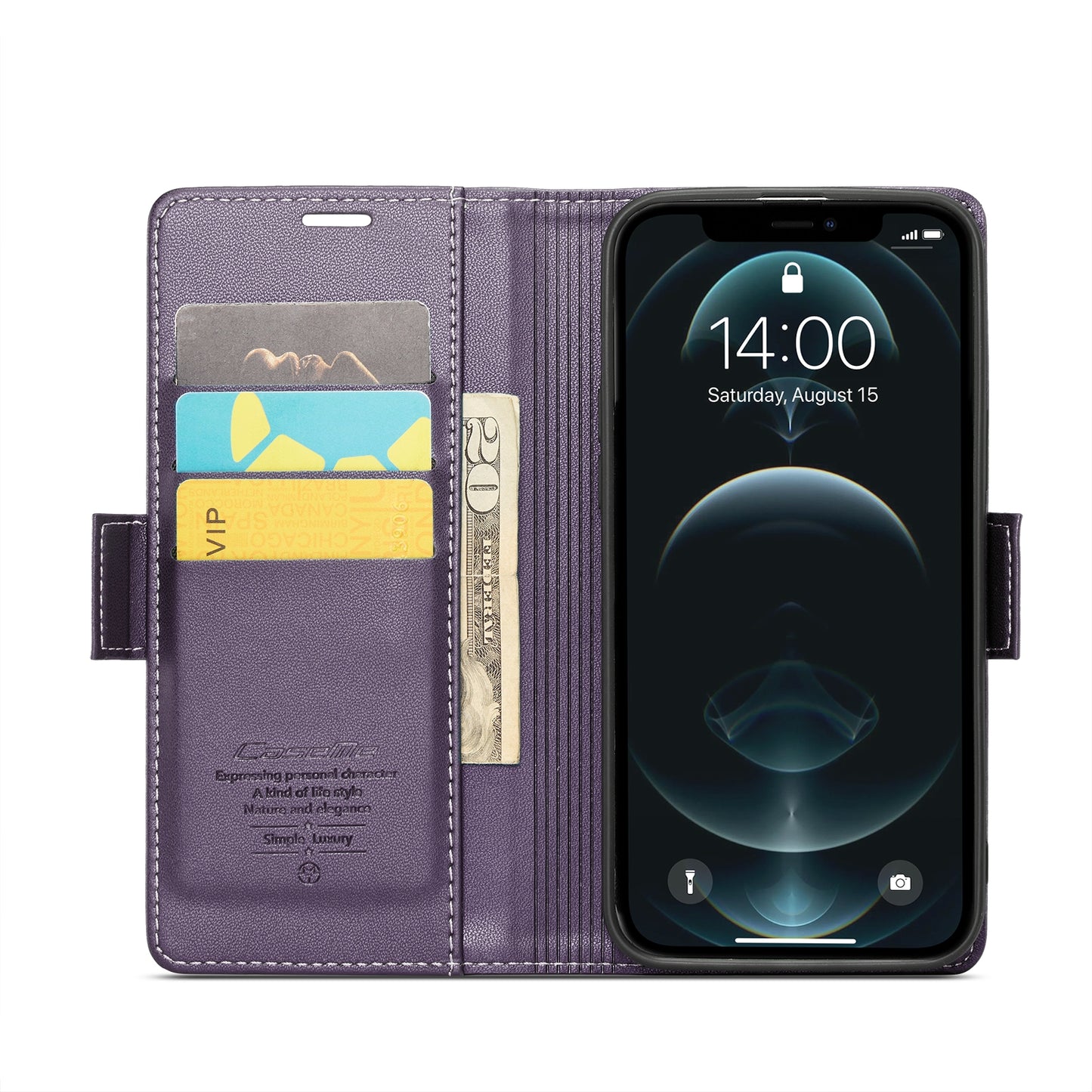 iPhone 12 Pro Max Leather Wallet Case - RFID Blocking, Stand Function, Card Slots