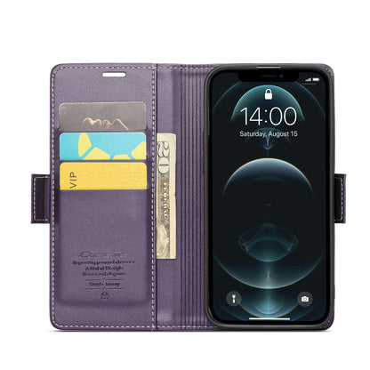 iPhone 12 Pro Max Leather Wallet Case - RFID Blocking, Stand Function, Card Slots