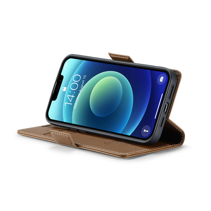 iPhone 12 mini Leather Wallet Case - RFID Blocking, Stand Function, Card Slots