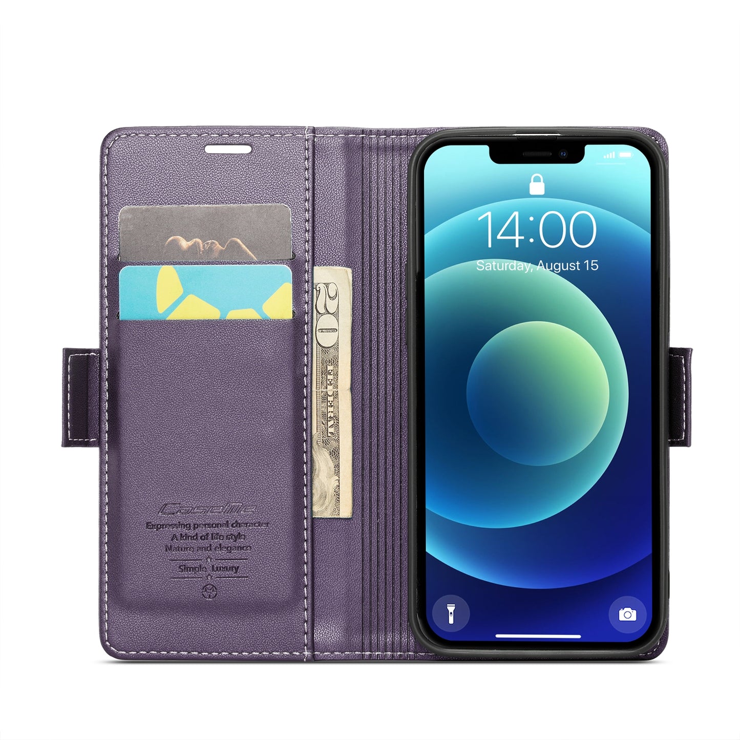 iPhone 12 mini Leather Wallet Case - RFID Blocking, Stand Function, Card Slots